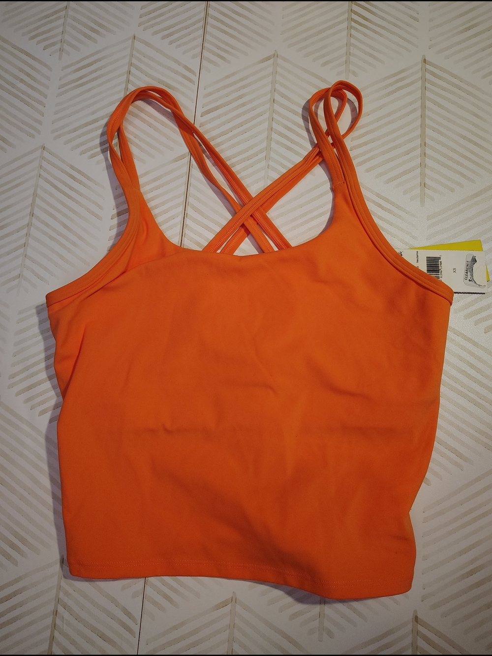 Eleven Bar Xs Bright Orange Crisscross‎ Strap Crop Tank